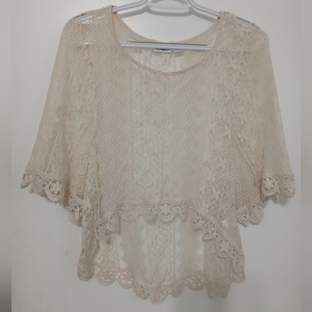Cato off White Lace floral Mesh Beautifully Crocheted Camisole Made in India SM